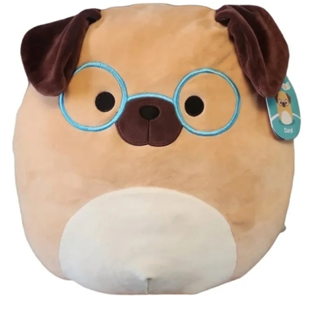Squishmallows Official Jazwares 12-Inch Daryl Dog Pug with Glasses